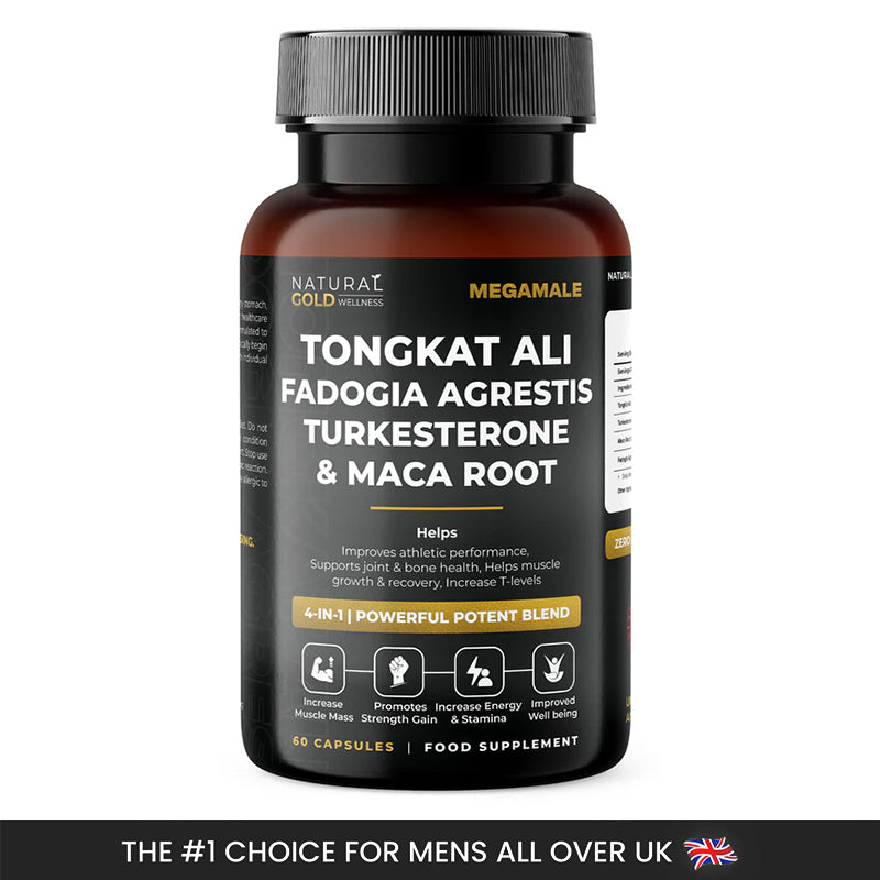 MegaMale | Tongkat Ali, Turkesterone, Fadogia Agrestis, and Maca Root - 4 in 1 - Powerful Potent Blend - Ultra Strength Edible Daily Performance Dietary Fitness Supplement