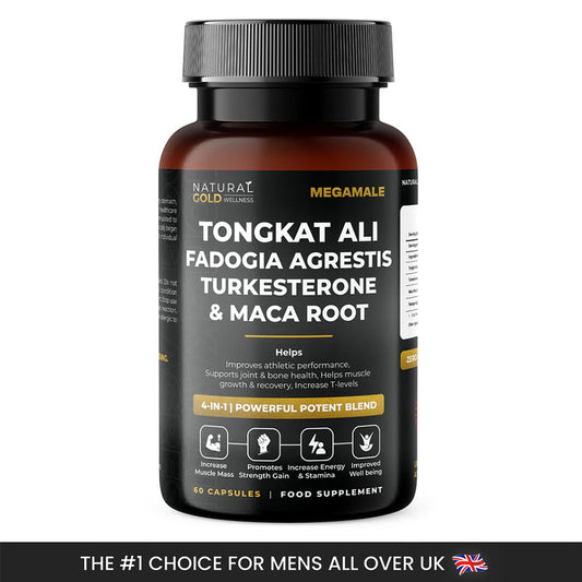 MegaMale | Tongkat Ali, Turkesterone, Fadogia Agrestis, and Maca Root - 4 in 1 - Powerful Potent Blend - Ultra Strength Edible Daily Performance Dietary Fitness Supplement